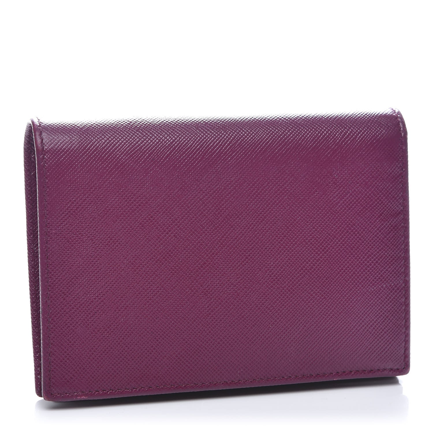 Prada Saffiano Metal Bi-Fold Wallet Purple 3 of 9