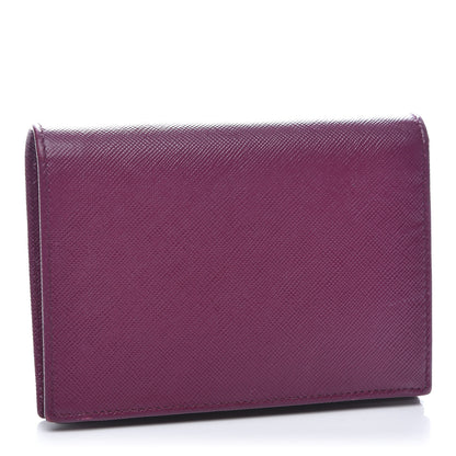 Prada Saffiano Metal Bi-Fold Wallet Purple 3 of 9