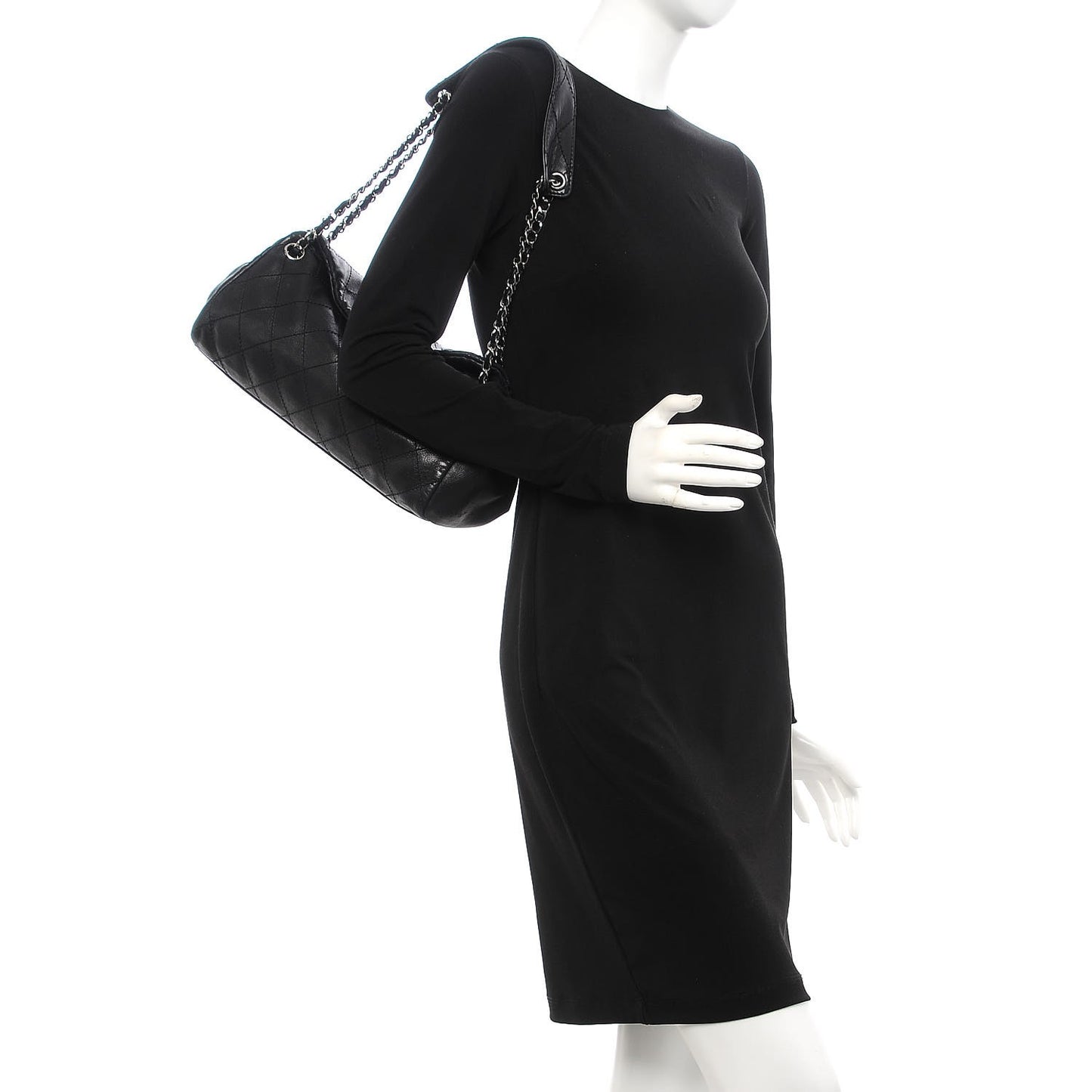 Lambskin Stitched Accordion Tote Black
