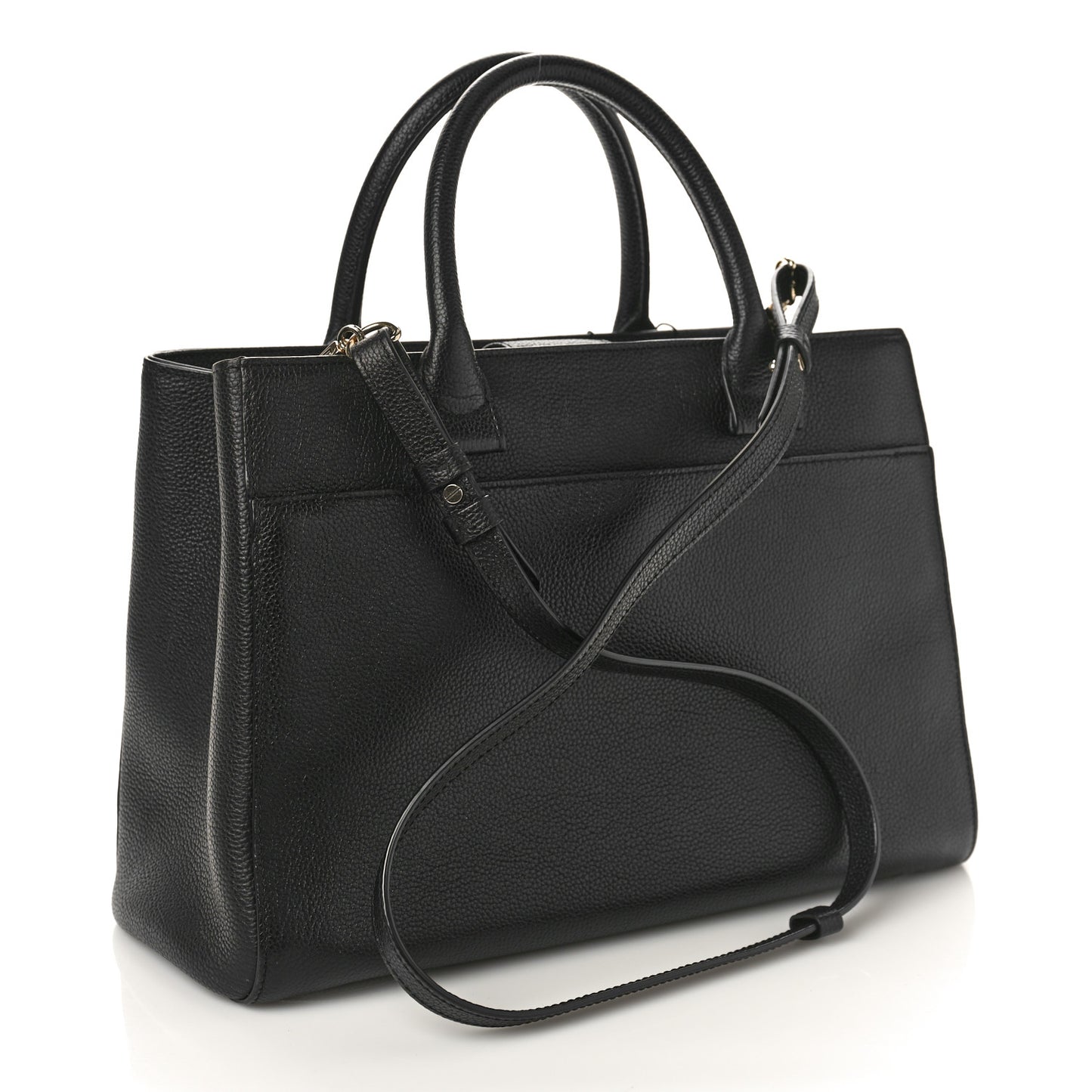 Grained Calfskin Small Neo Executive Shopper Tote Black