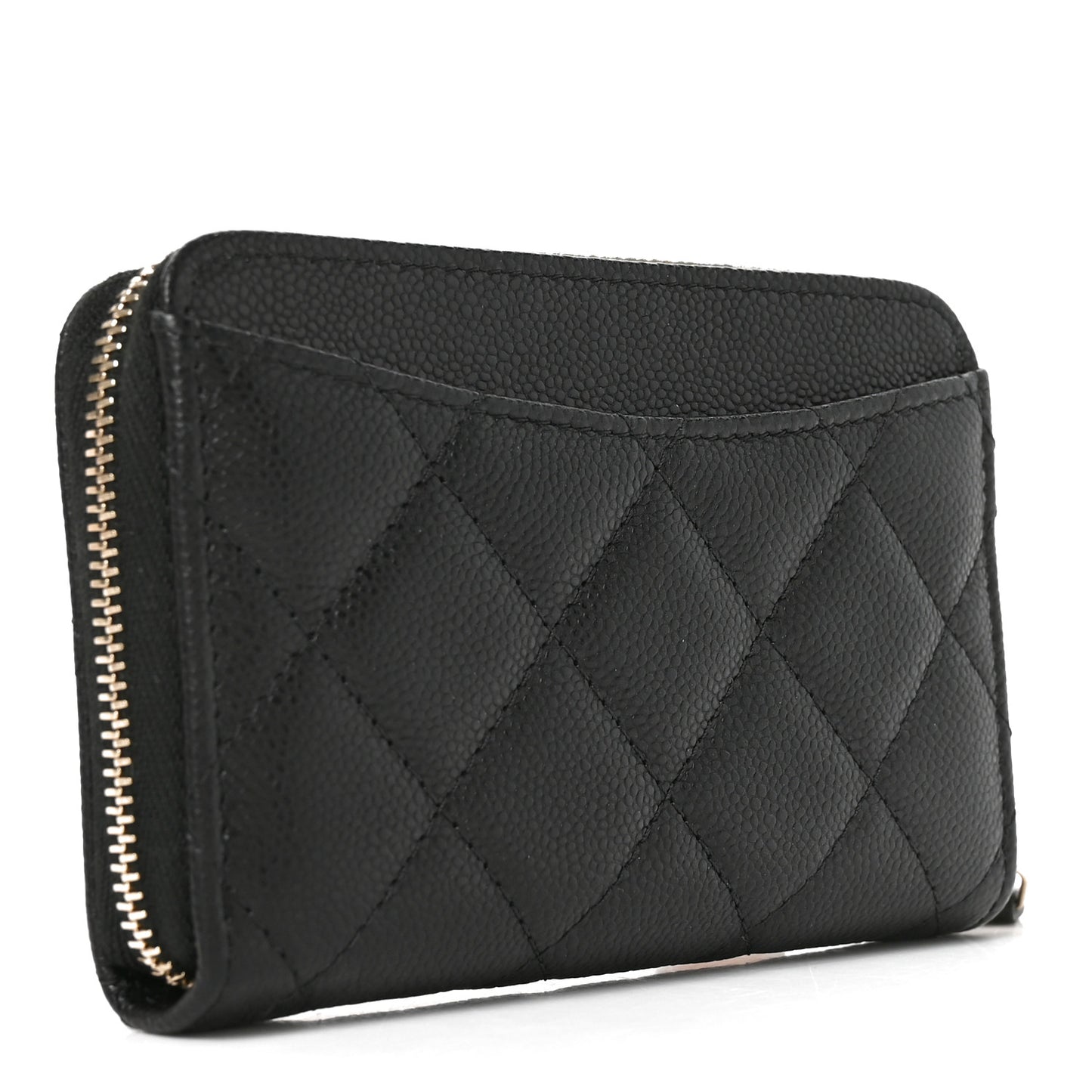 Caviar Quilted Zip Coin Purse Black