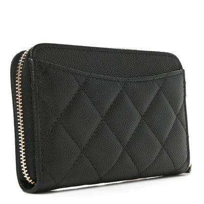 Chanel Caviar Quilted Zip Coin Purse Black 3 of 8