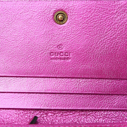 Gucci Metallic Calfskin Matelasse Crystal GG Marmont Wallet Fuchsia 5 of 8