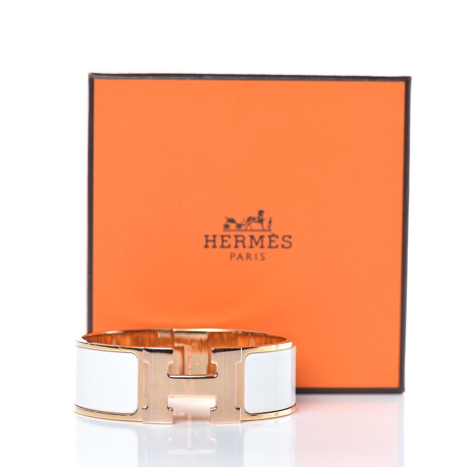 Hermes Enamel Wide Clic Clac H Bracelet GM White 6 of 6