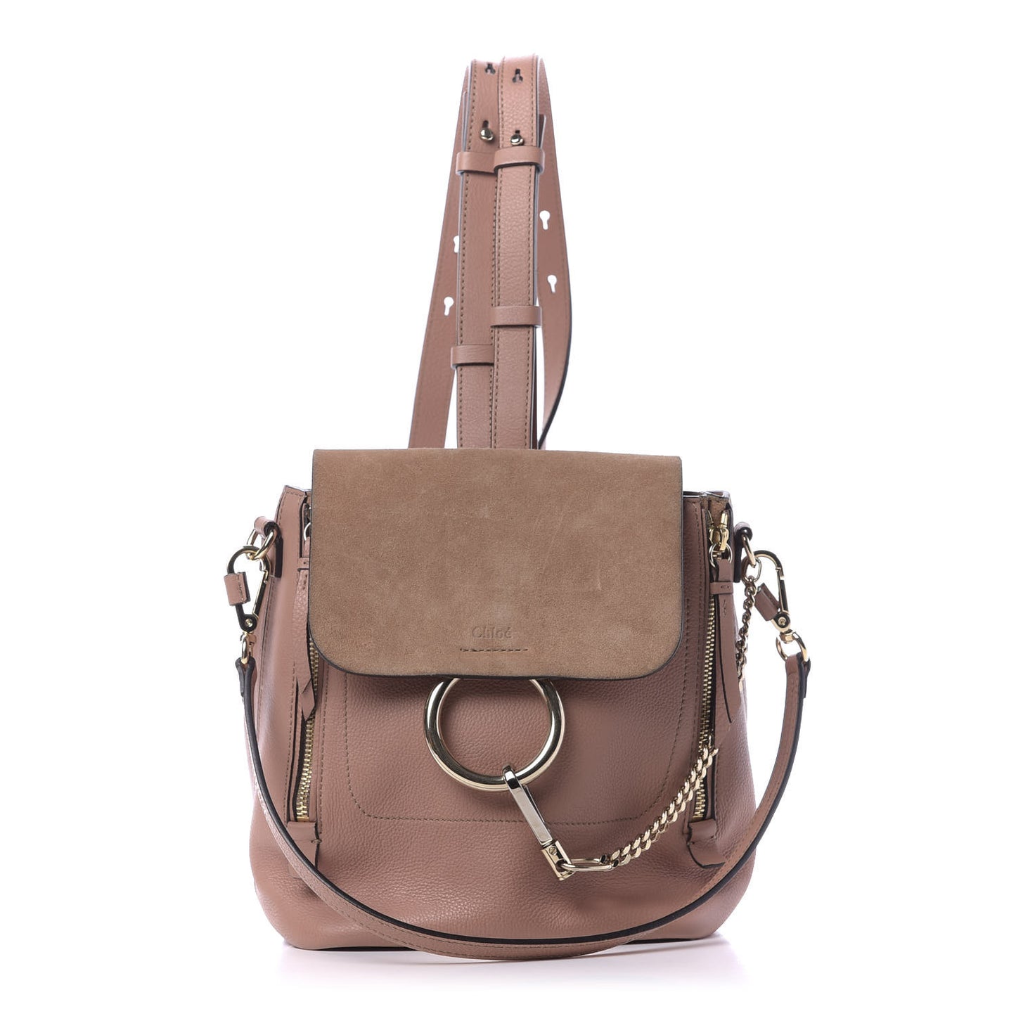 Suede Calfskin Small Faye Backpack Nougat