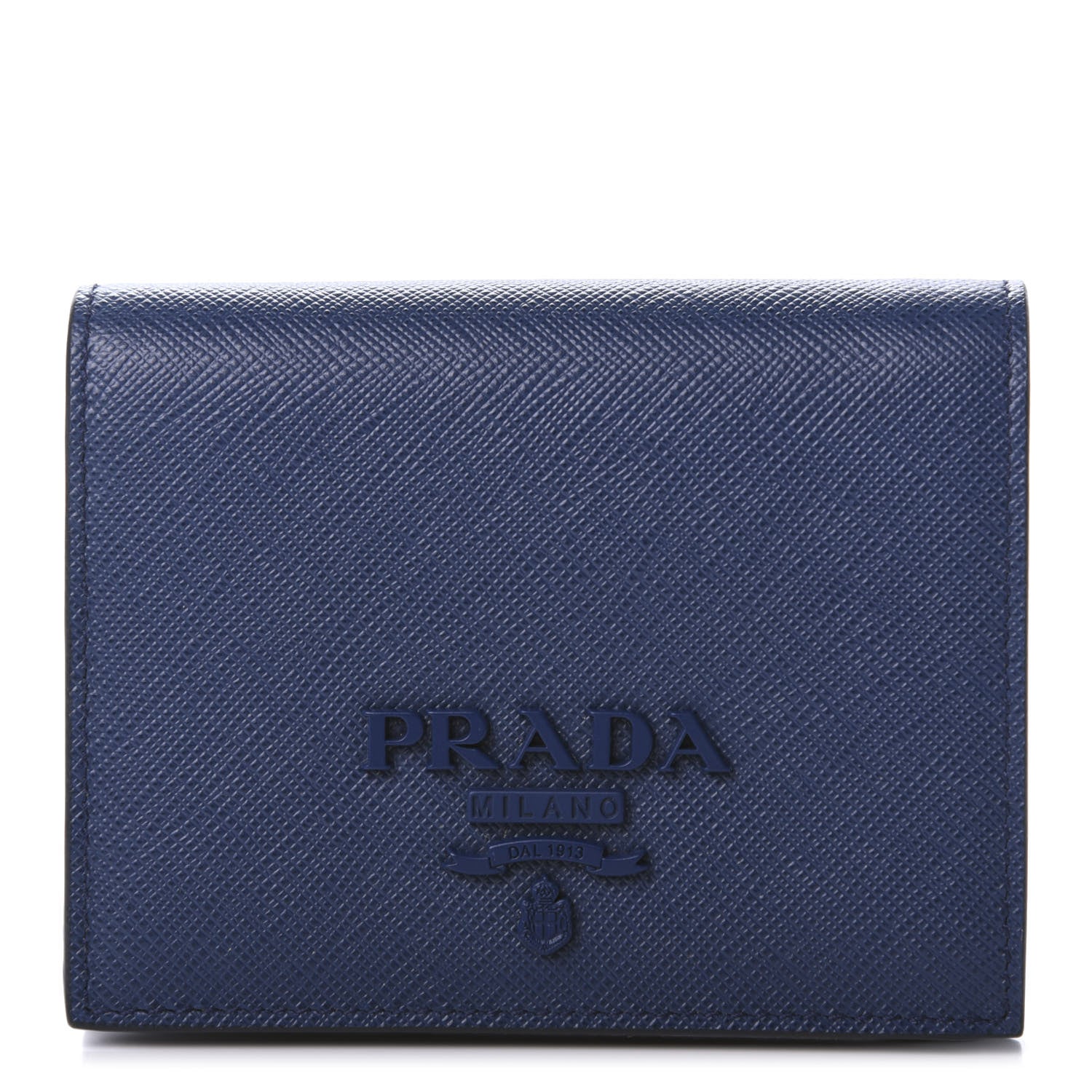 Prada Saffiano Shine Monochrome Bi-Fold Wallet Bleuette 1 of 7