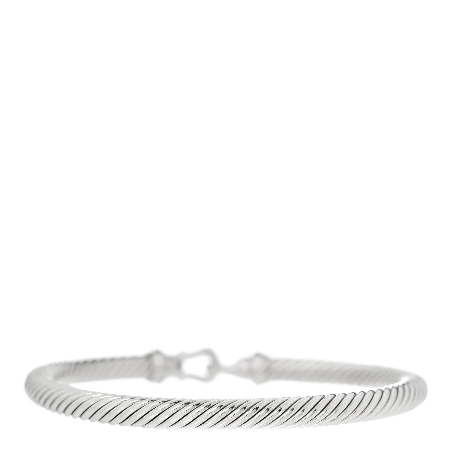 David Yurman Sterling Silver Diamond 5mm Cable Buckle Bracelet 3 of 4