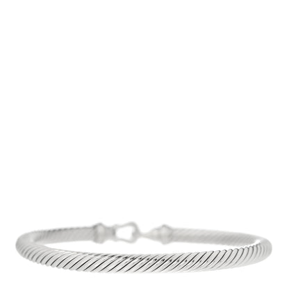 David Yurman Sterling Silver Diamond 5mm Cable Buckle Bracelet 3 of 4
