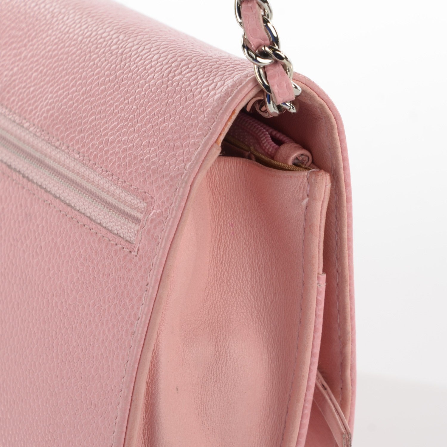 Chanel Caviar Timeless CC Wallet on Chain WOC Pink 4 of 12