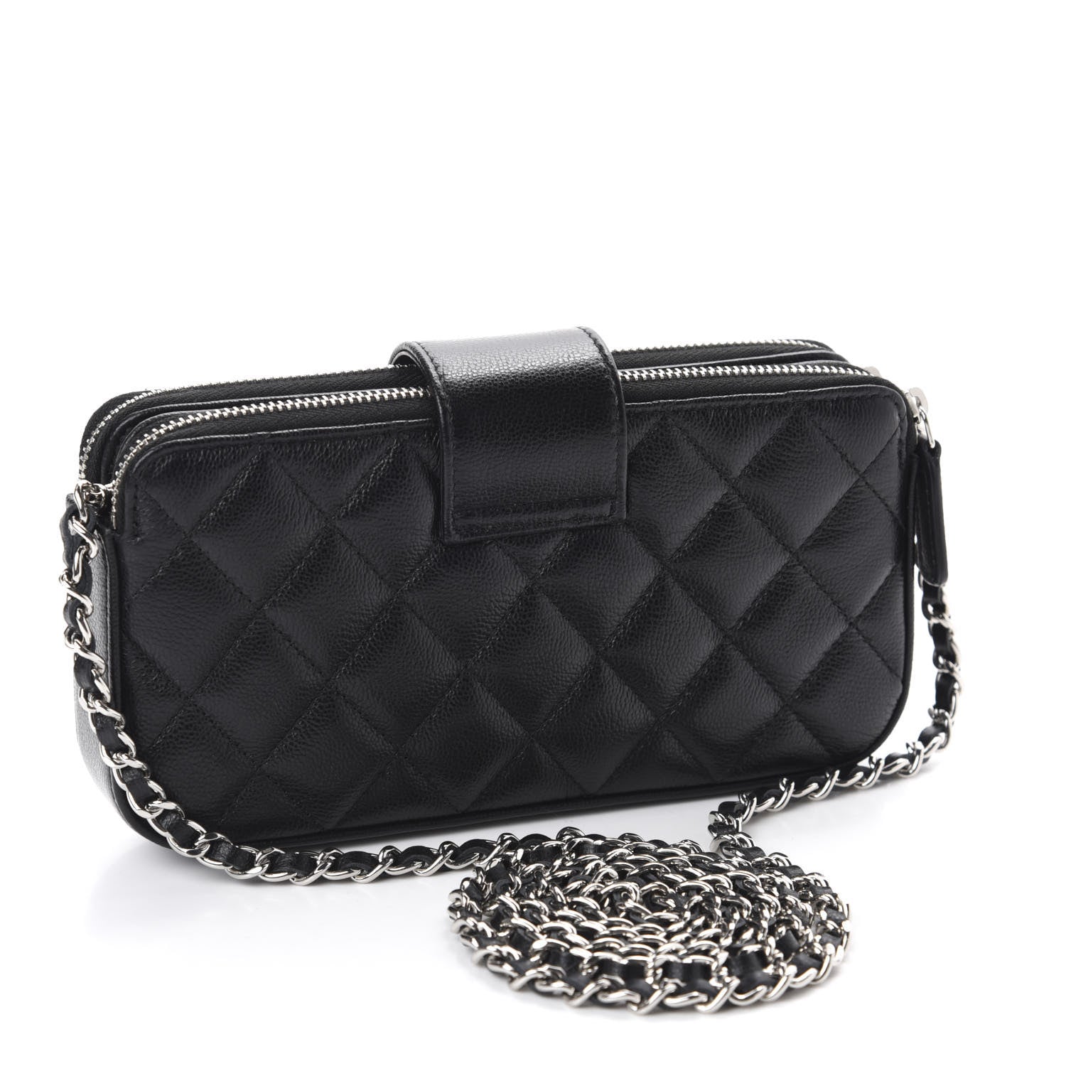 Chanel Grained Calfskin Quilted CC Box Clutch With Chain Black 3 of 12