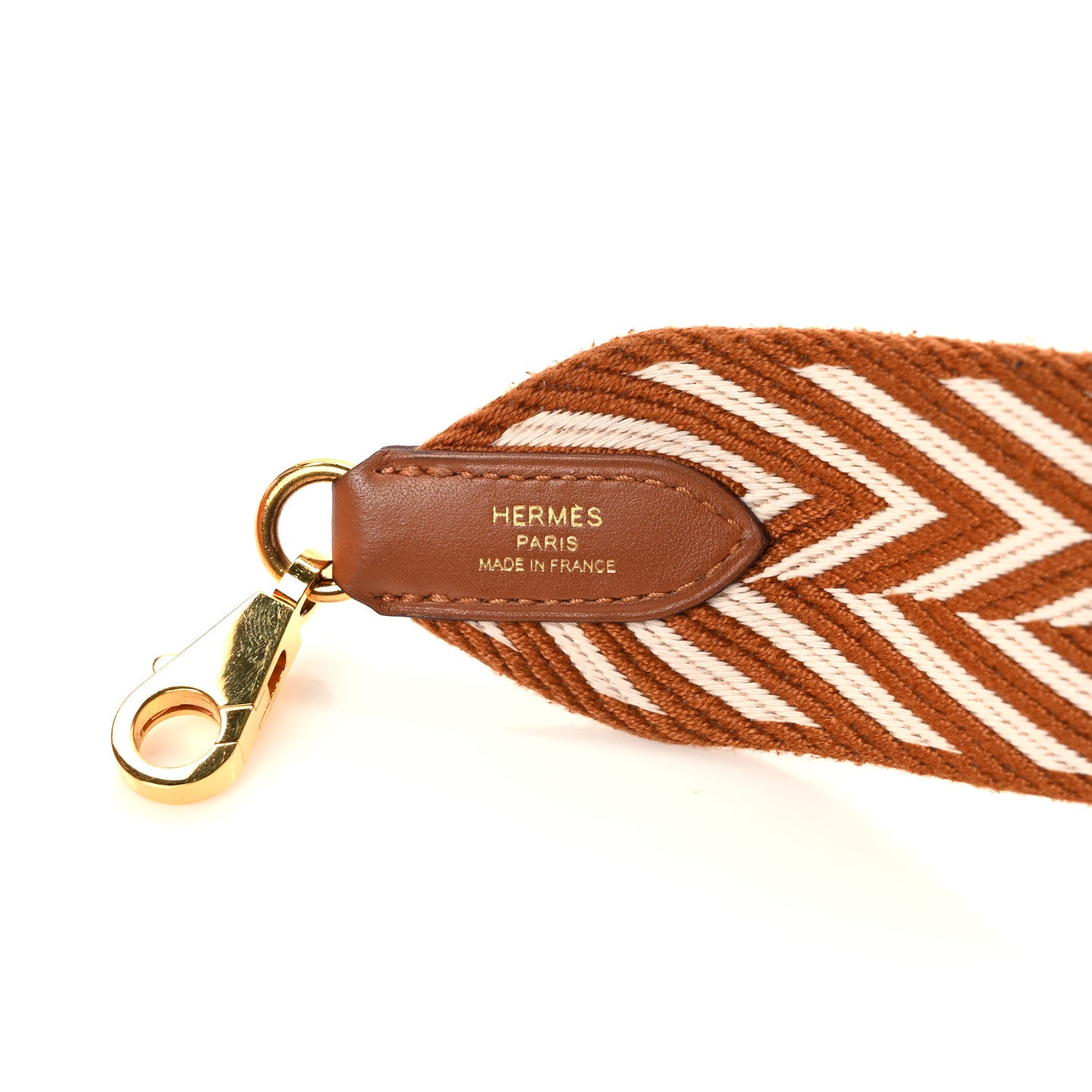 Hermes Toile Swift 50mm Sangle ZigZag Shoulder Strap Gold White 4 of 6