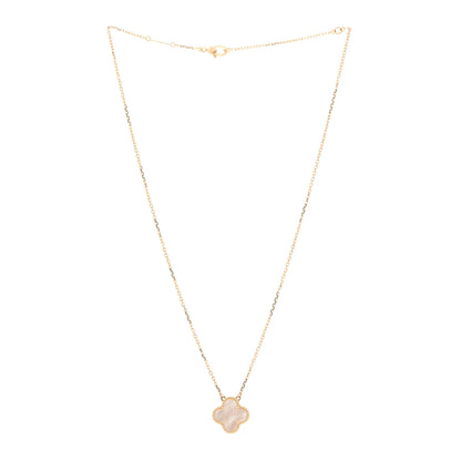 Van Cleef & Arpels 18K Yellow Gold Mother of Pearl Vintage Alhambra Pendant Necklace 3 of 7