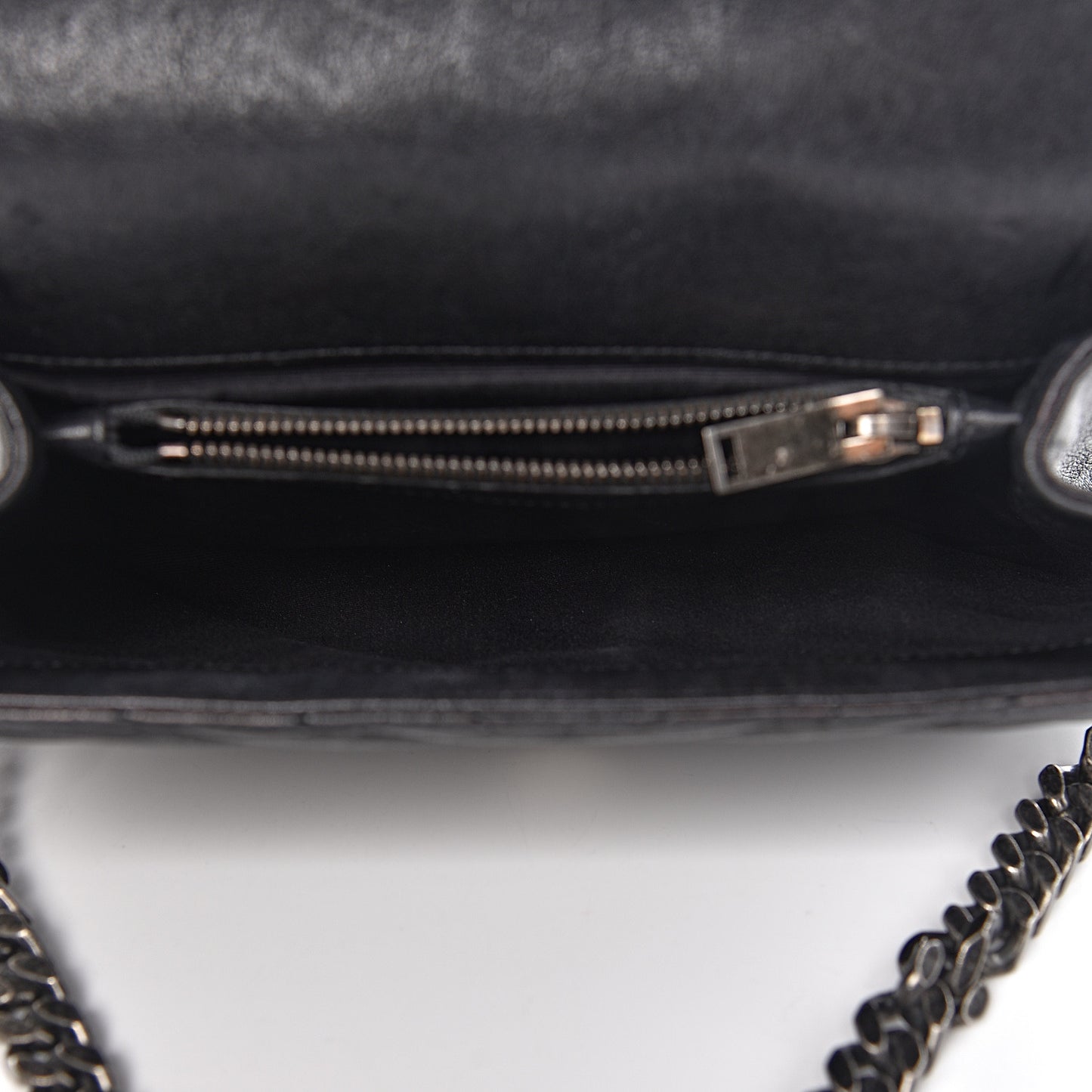 Sheepskin Matelasse Chevron Monogram Medium College Bag Black