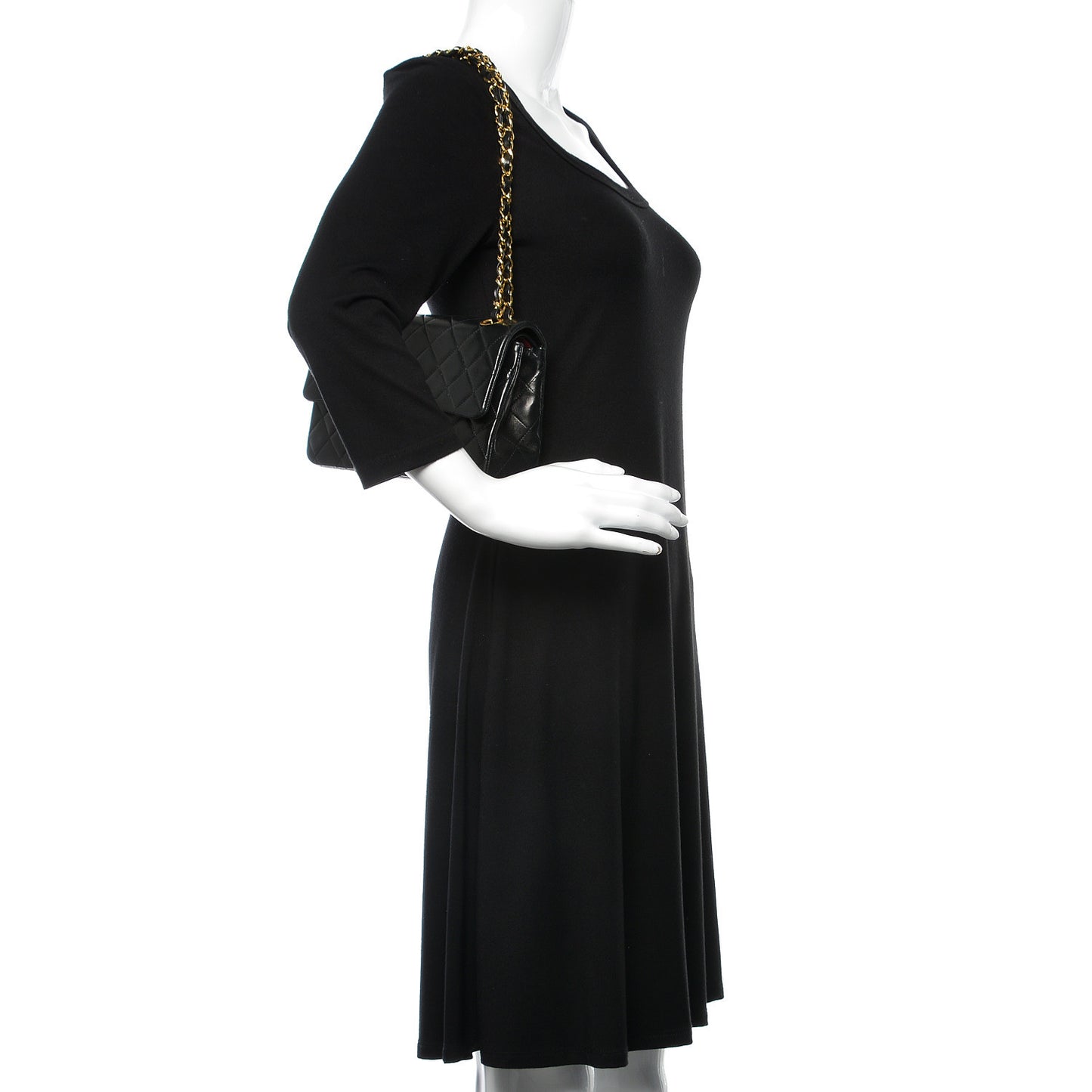 Lambskin Quilted Small Double Flap Black