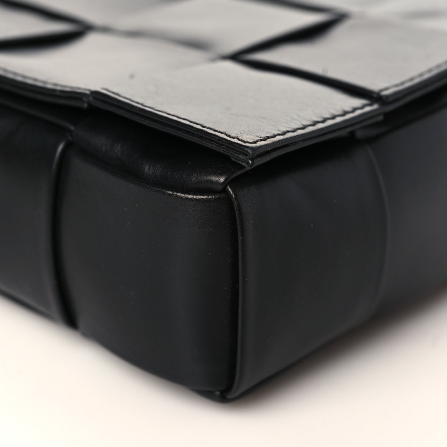 Paper Calfskin Maxi Intreccio Cassette Crossbody Bag Black
