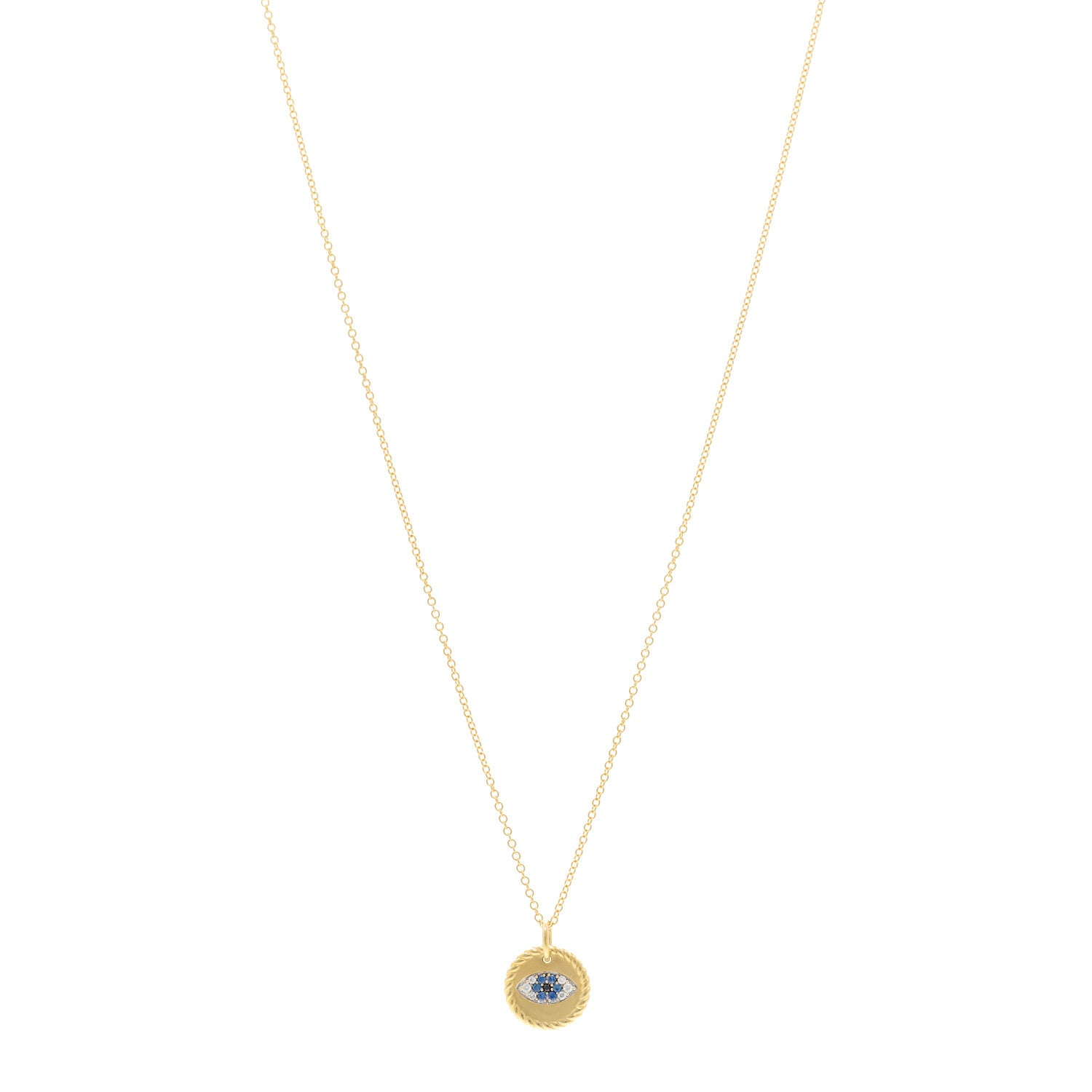 David Yurman 18K Yellow Gold Blue Sapphire Diamond Evil Eye Necklace 1 of 5