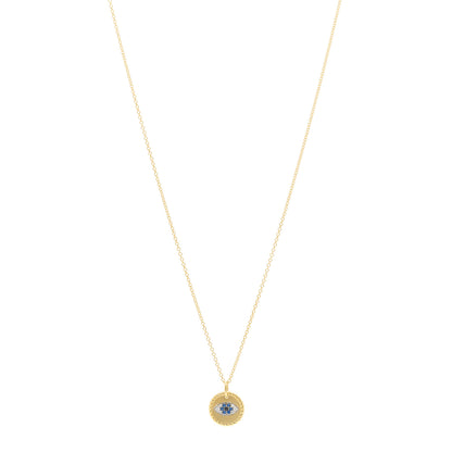 David Yurman 18K Yellow Gold Blue Sapphire Diamond Evil Eye Necklace 1 of 5