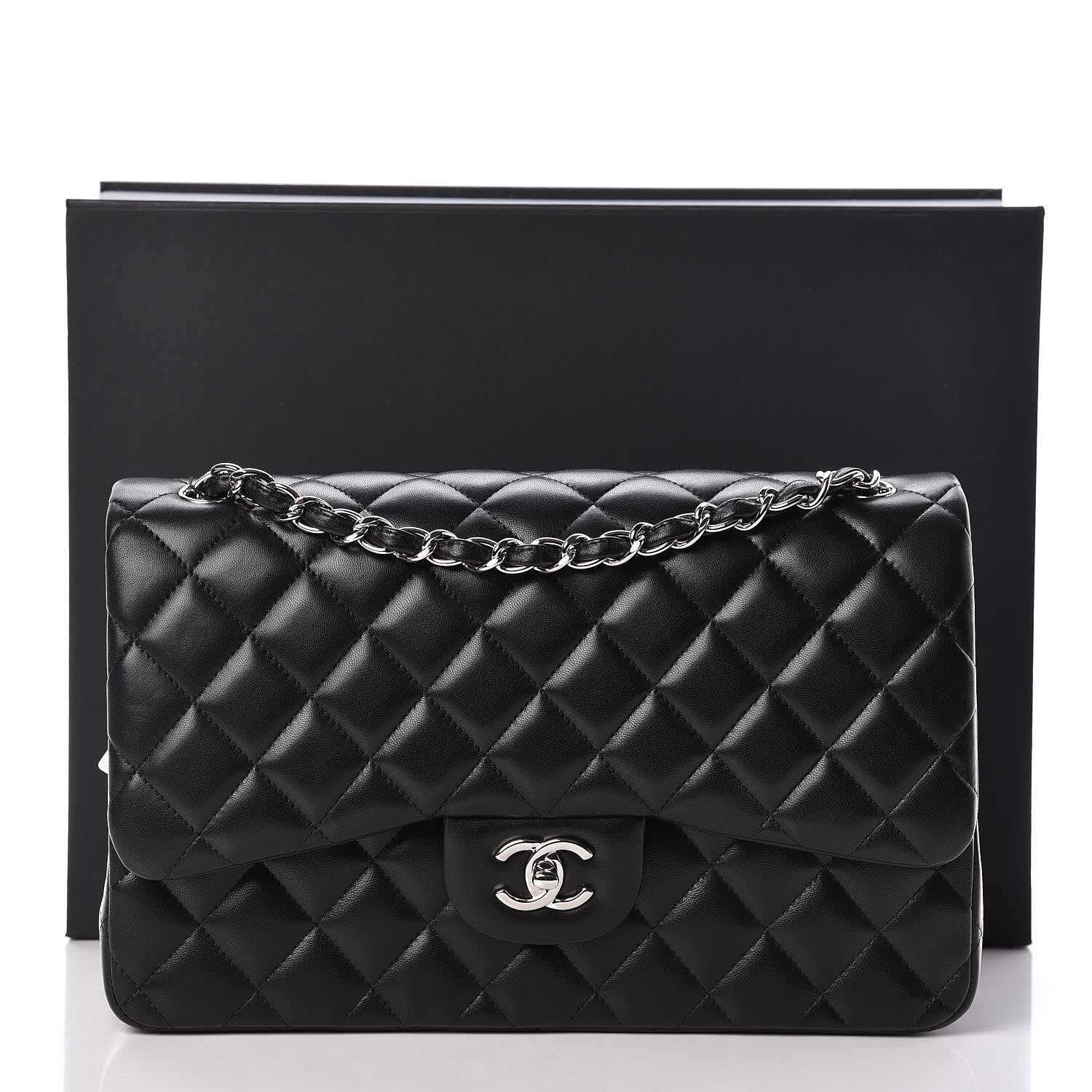 Chanel Lambskin Quilted Jumbo Double Flap Black 14 of 14