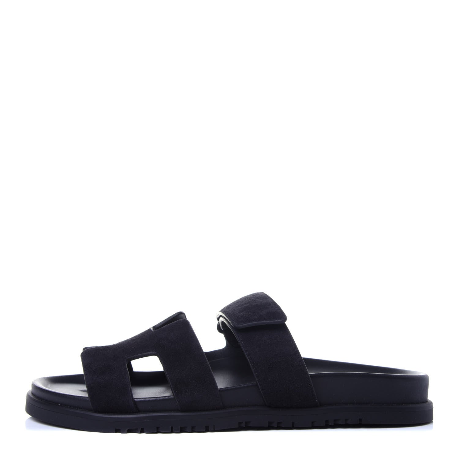 Hermes Suede Womens Chypre Sandals 39.5 Black 1 of 11