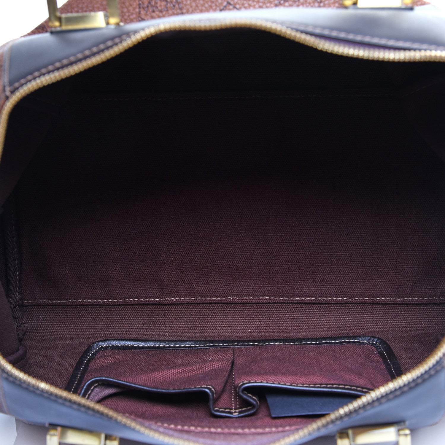 MCM Visetos Boston Bag Brown Black 5 of 12