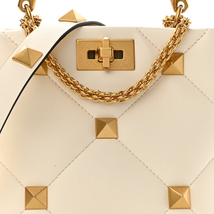 Valentino Garavani Nappa Small Roman Stud The Handle Bag Ivory 8 of 10