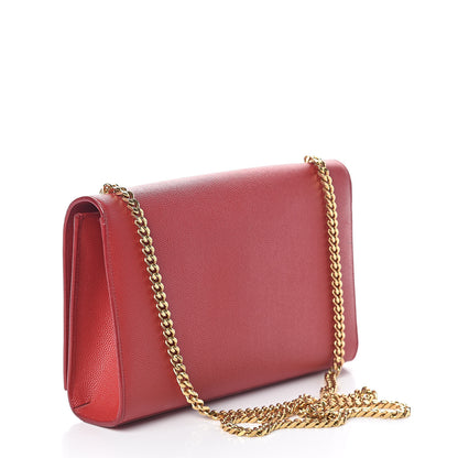 Saint Laurent Grain De Poudre Medium Monogram Kate Satchel Red 3 of 9