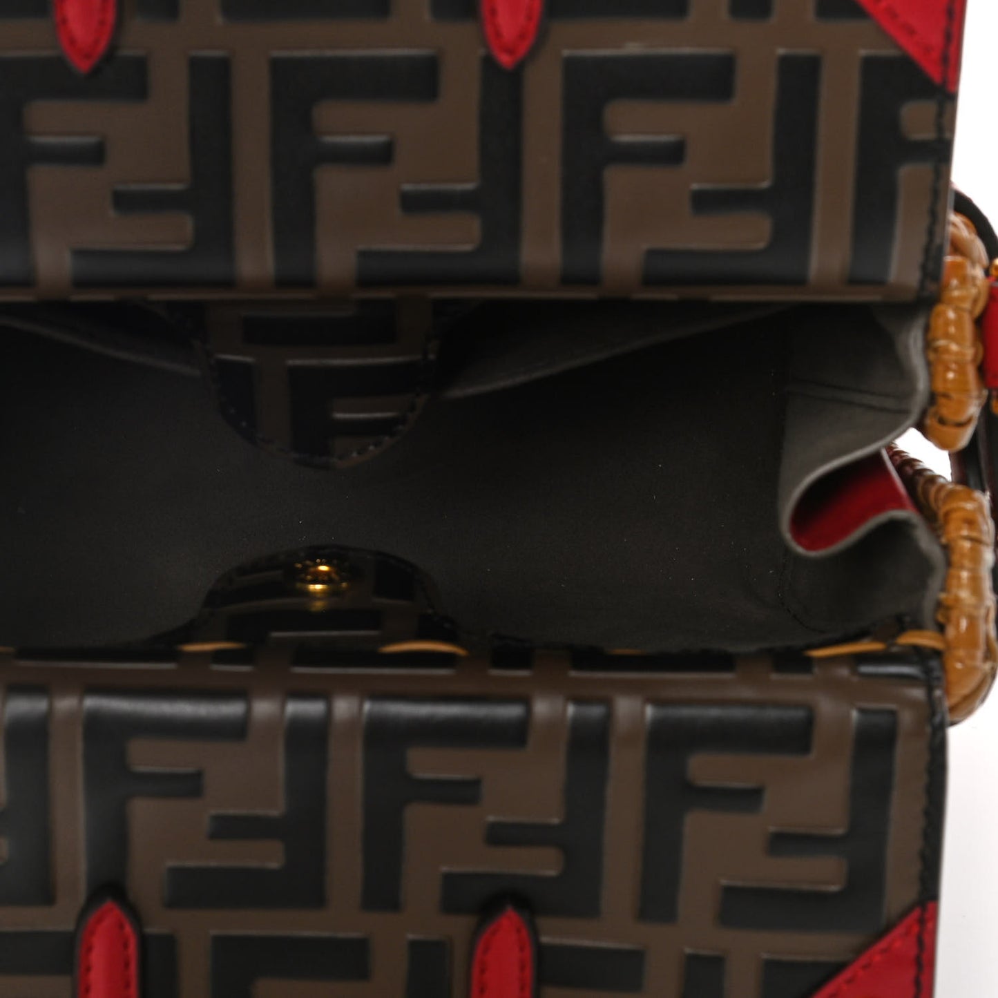 Wicker Calfskin FF 1974 Embossed Small Flip Tote Maya Black Fragola