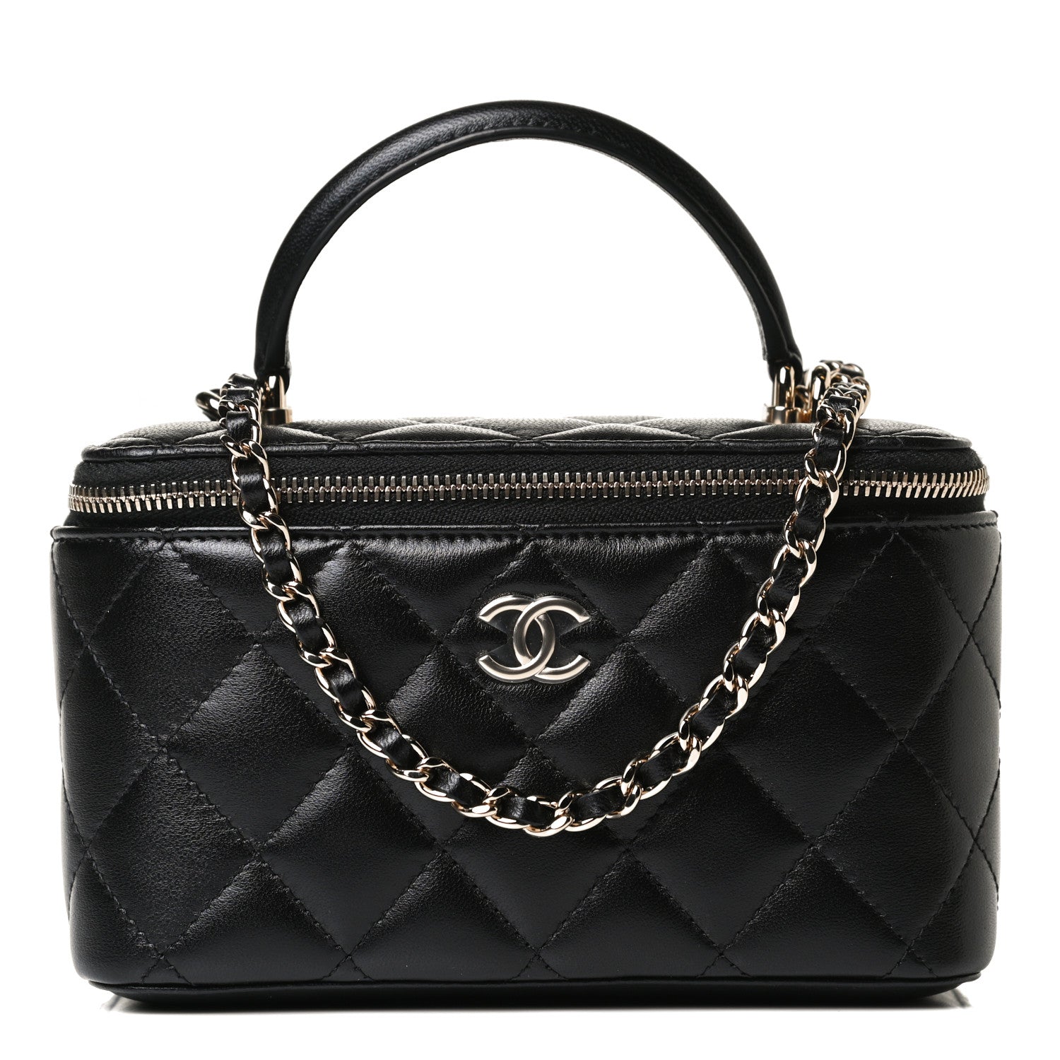 Chanel Lambskin Quilted Small Top Handle Vanity Case With Chain Black 8 of 14