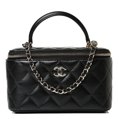 Chanel Lambskin Quilted Small Top Handle Vanity Case With Chain Black 8 of 14