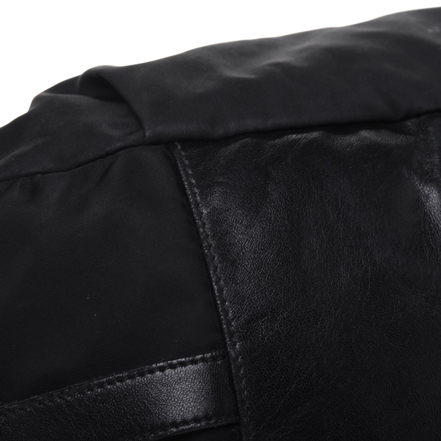Prada Nylon Tessuto Soft Calfskin Small Shopping Satchel Black 15 of 34