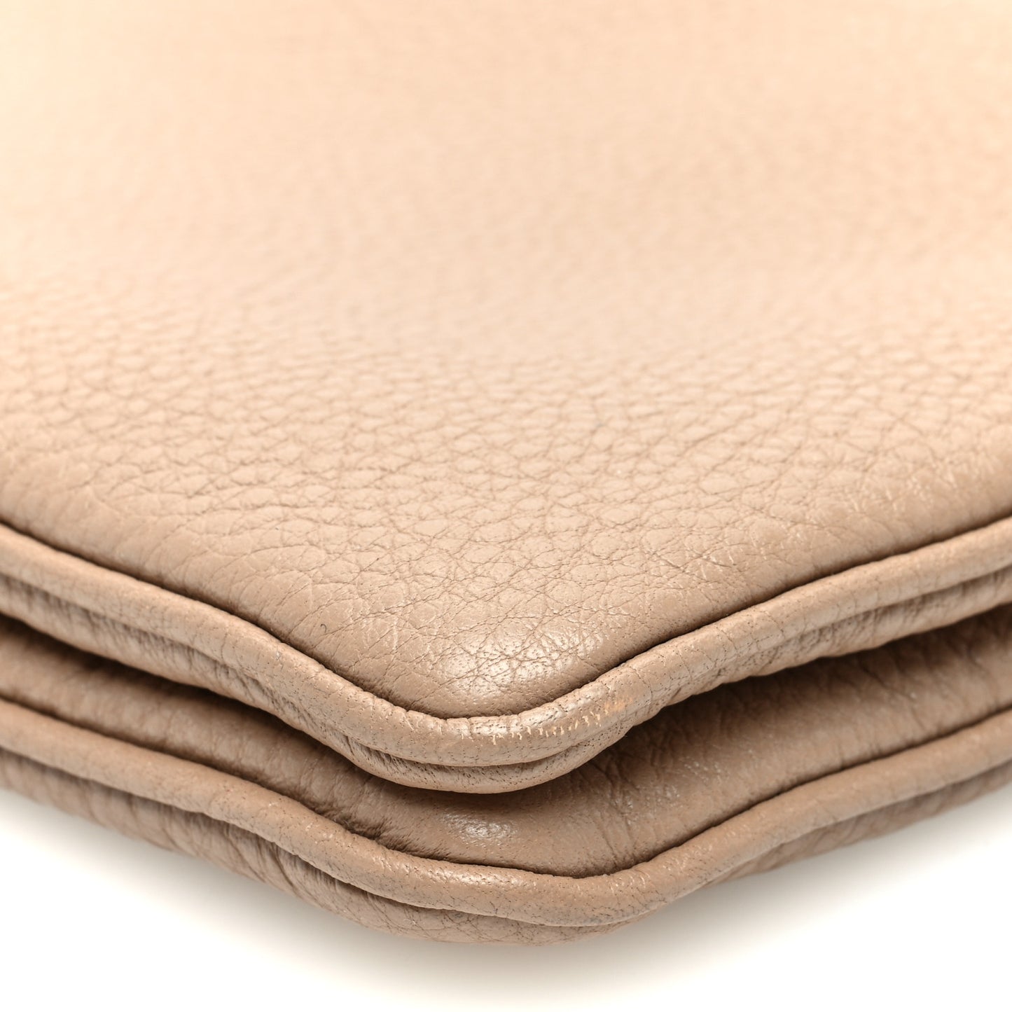 Vitello Daino Double Zip Crossbody Bag Cammeo