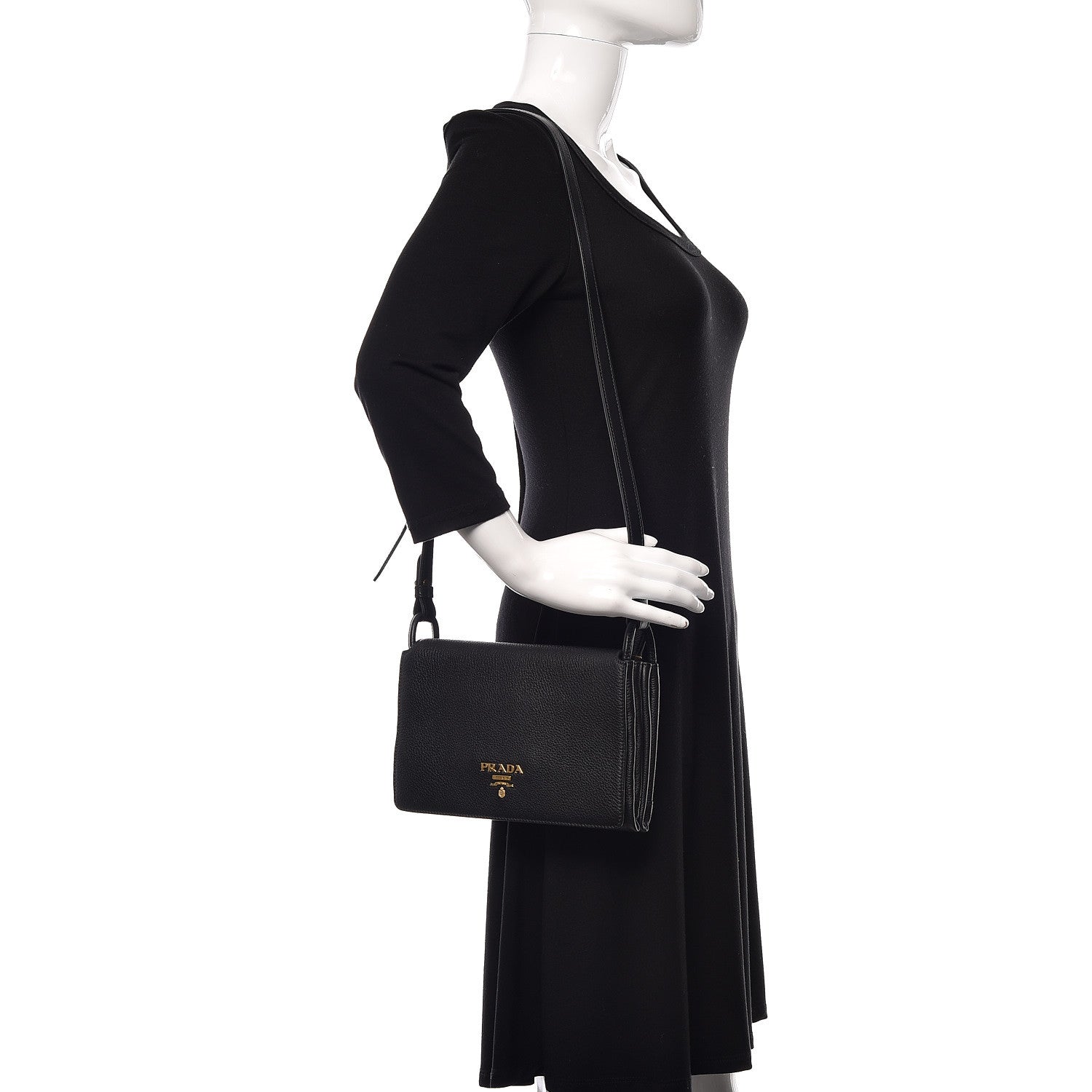 Prada Vitello Daino Crossbody Flap Black 3 of 10