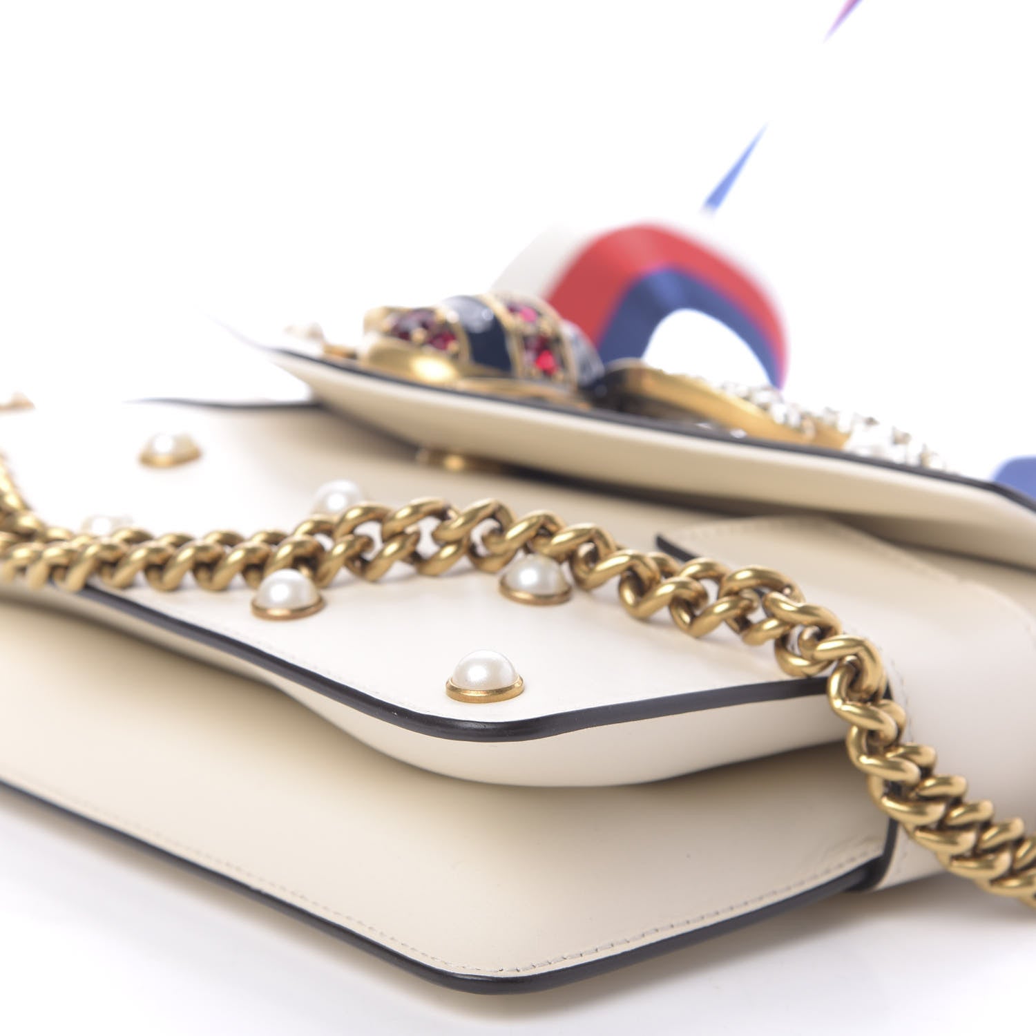 Gucci Nappa Pearl Studded Mini Queen Margaret Broadway Shoulder Bag Mystic White 7 of 11