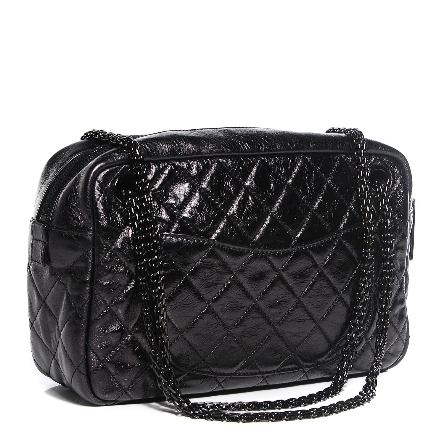 Chanel Metallic Aged Calfskin Quilted Medium Reissue Camera Case Black 3 of 8