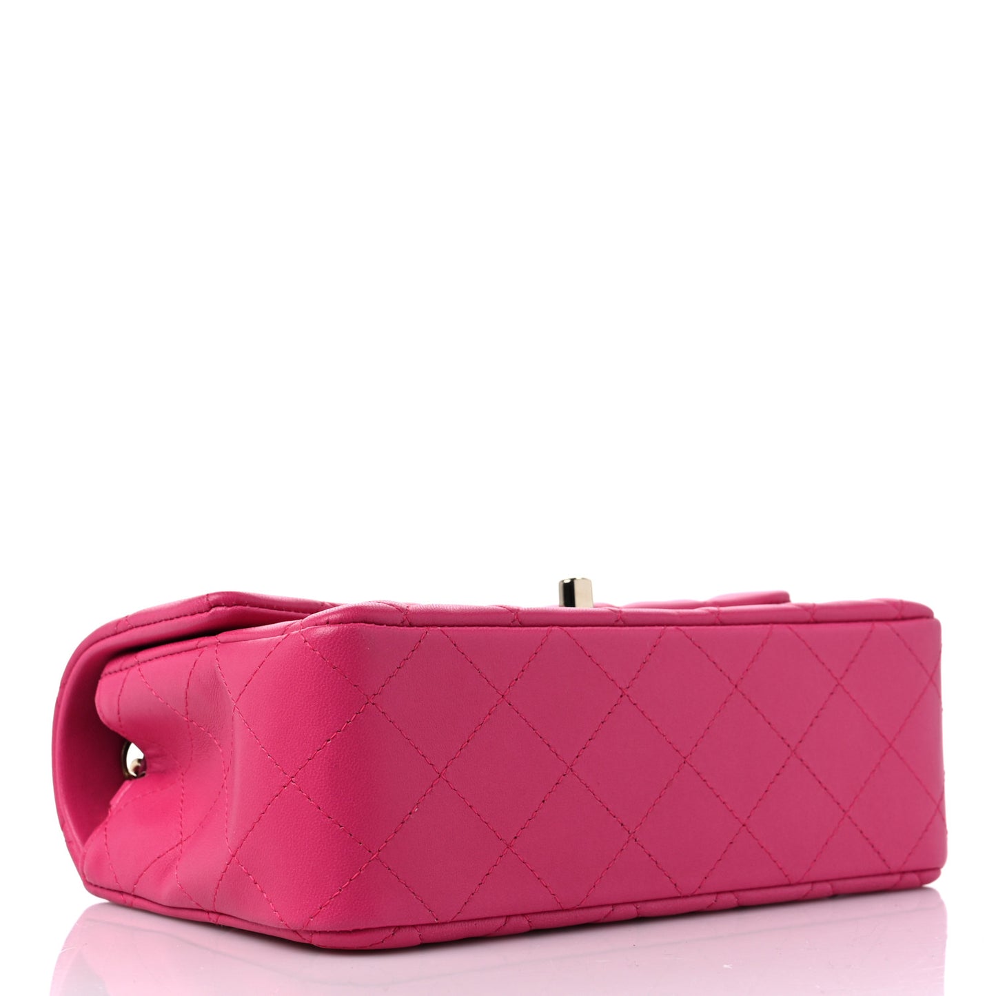 Lambskin Quilted Mini Rectangular Flap Fuchsia