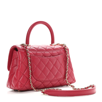 Chanel Caviar Quilted Mini Coco Handle Flap Dark Pink 3 of 9