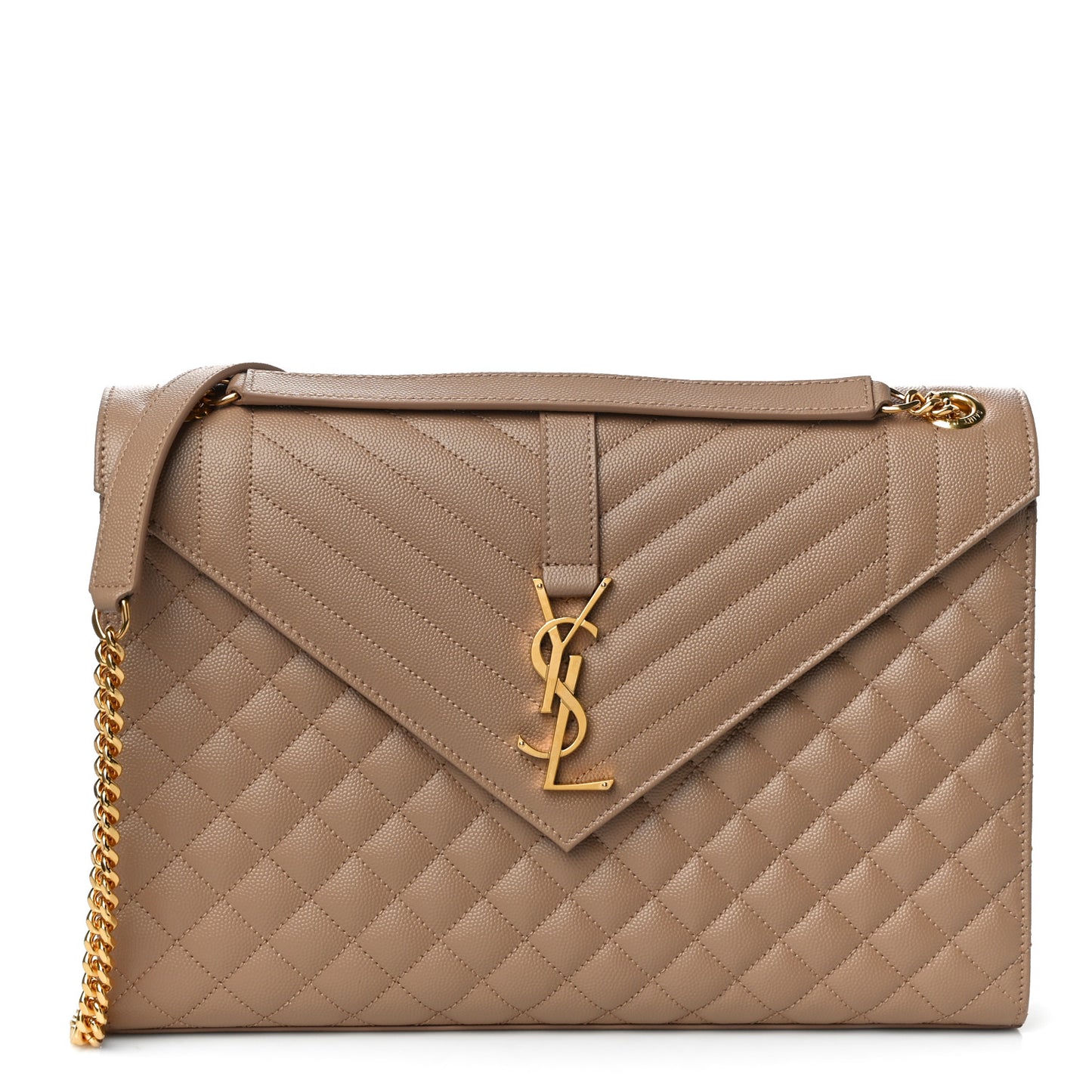 Grain De Poudre Mixed Matelasse Large Triquilt Monogram Satchel Dark Beige
