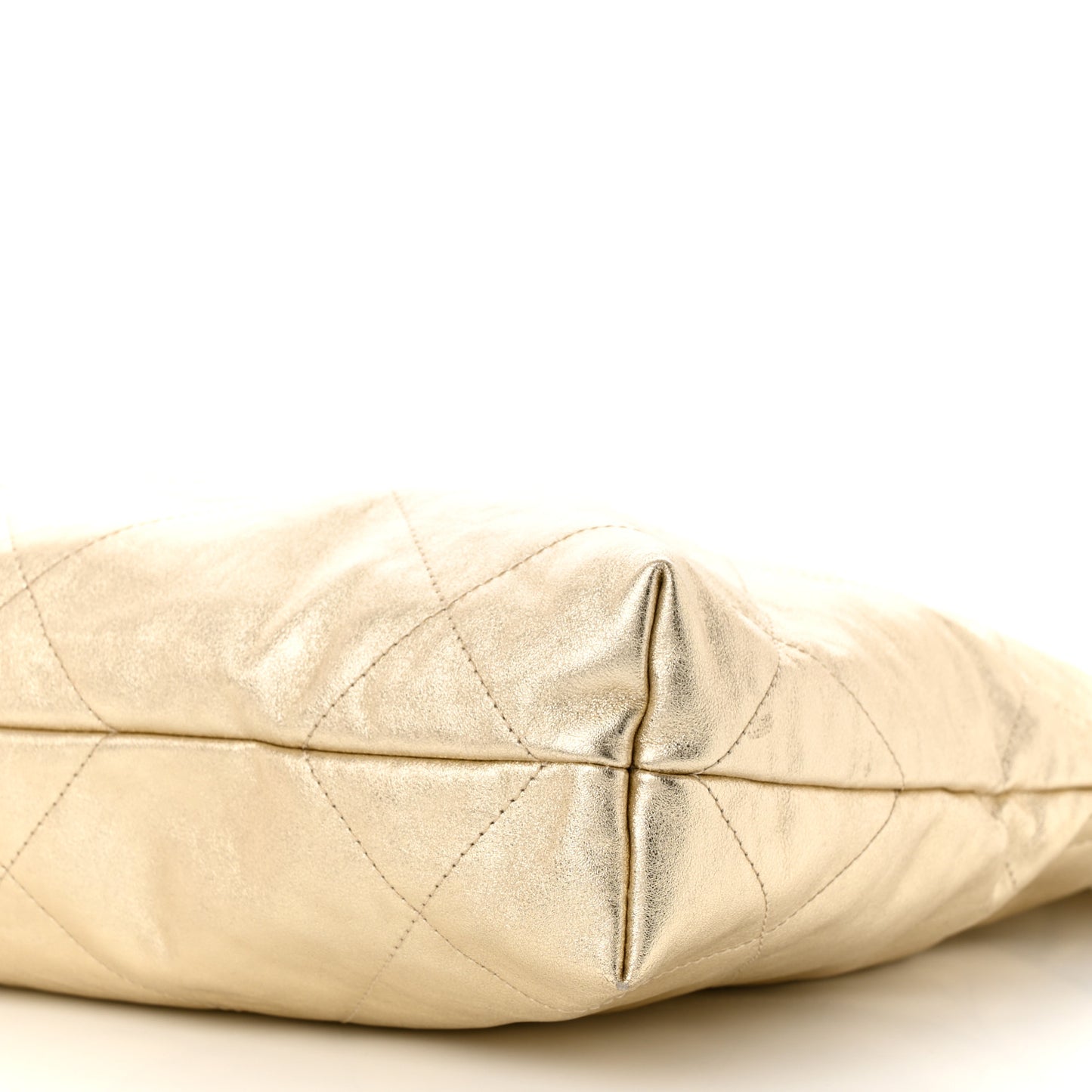 Metallic Calfskin Quilted Small Chanel 22 Light Gold
