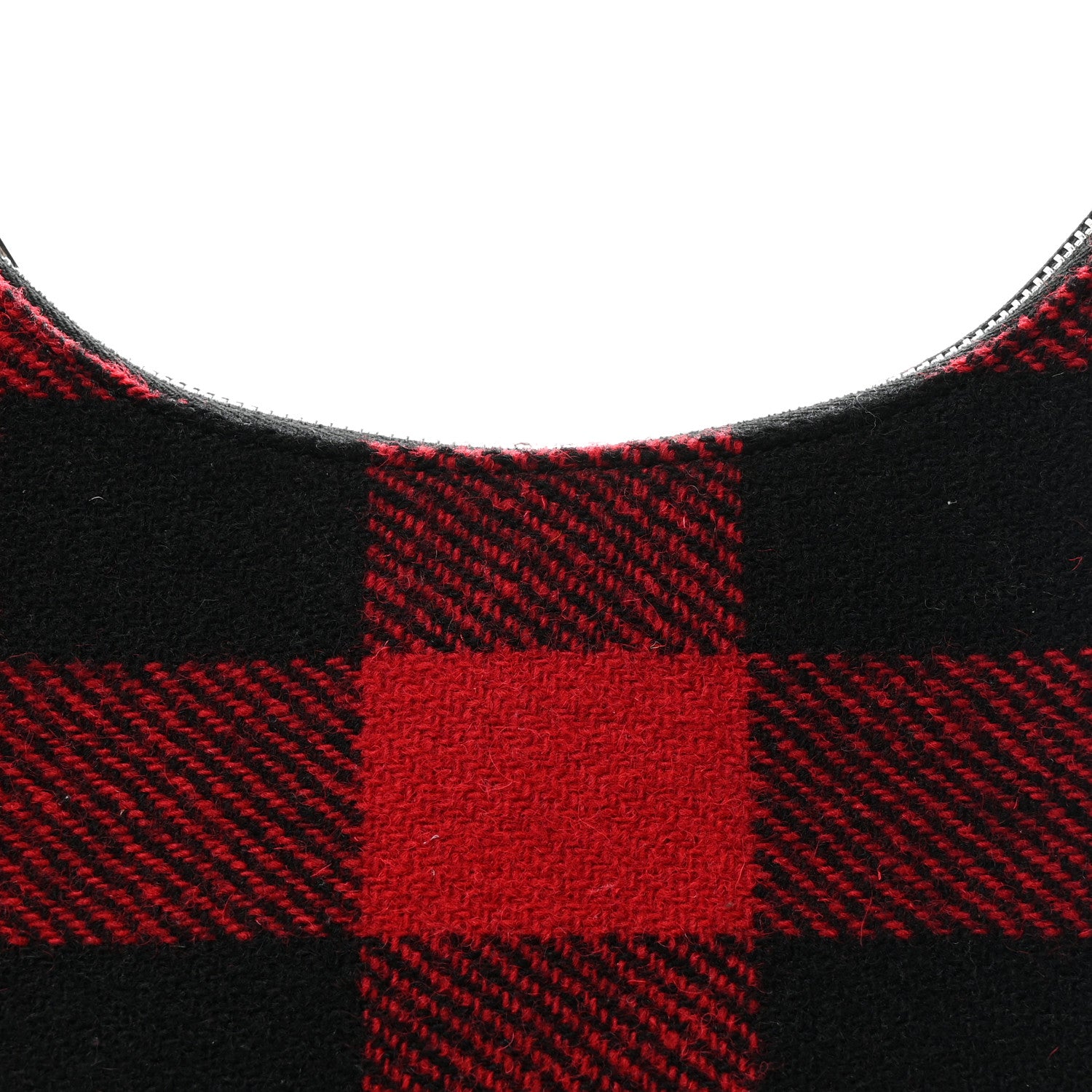 Celine Wool Tartan Medium Ava Triomphe Shoulder Bag Red Black 8 of 10
