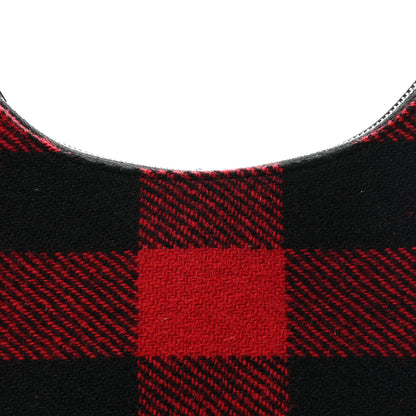 Celine Wool Tartan Medium Ava Triomphe Shoulder Bag Red Black 8 of 10