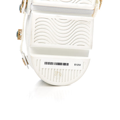 Gucci Calfskin Removable Crystals Bee Embroidered Ace Platform Sneakers 37.5 White 11 of 11