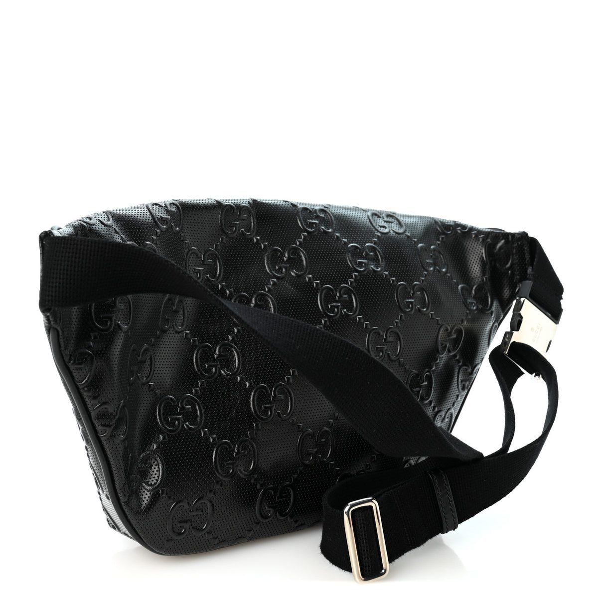 Calfskin GG Tennis Embossed Pocket Belt Bag Black