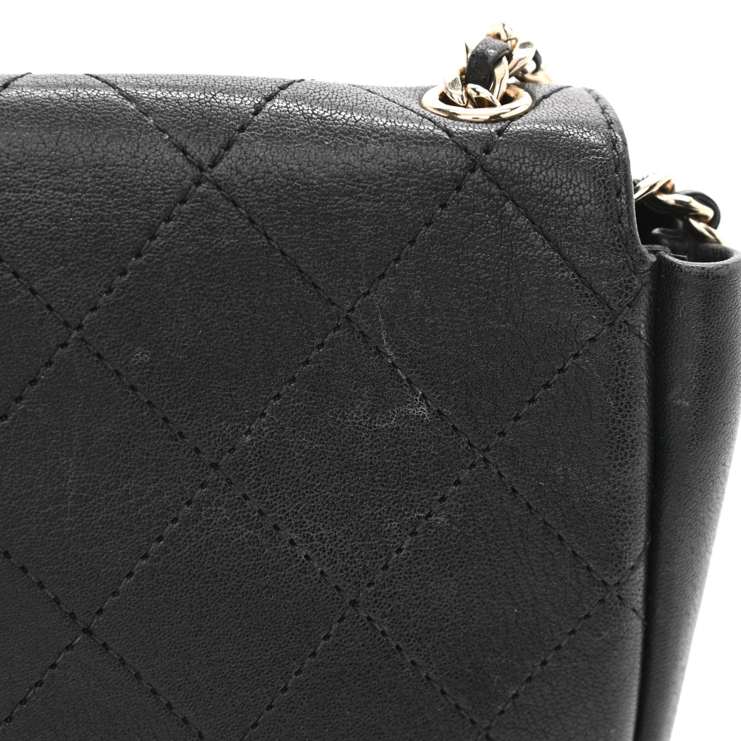 Goatskin Stitched Casual Trip Single Flap Black