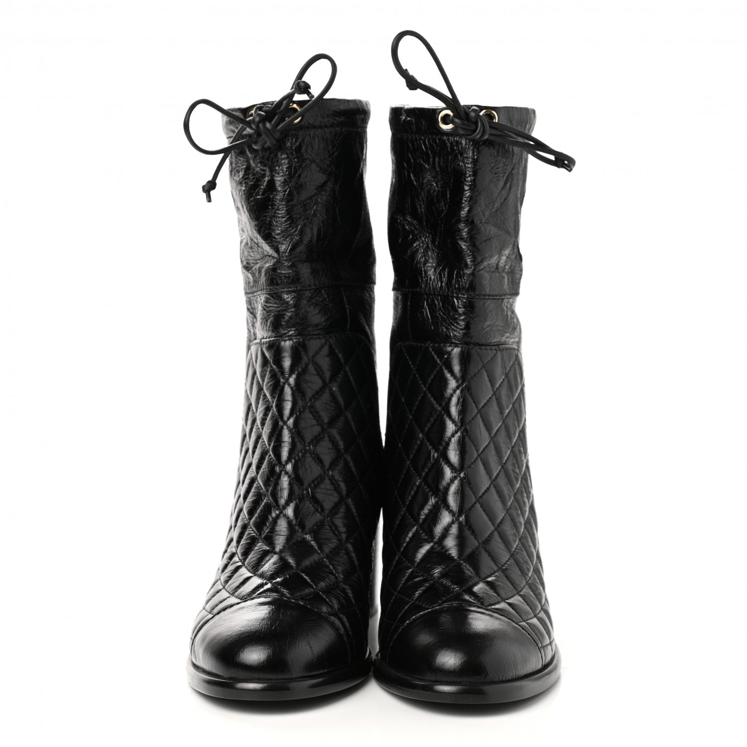 Chanel Crumpled Calfskin Quilted Cap Toe Short Boots 37 Black 2 of 8