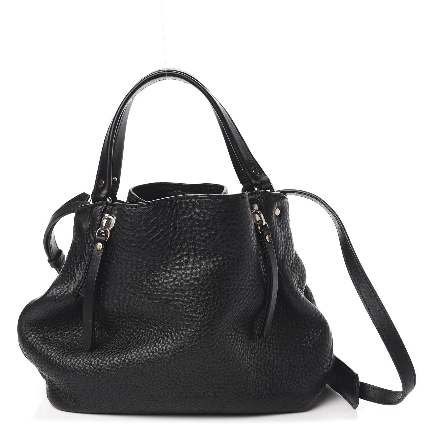 Burberry Grainy Calfskin House Check Small Maidstone Black 1 of 9