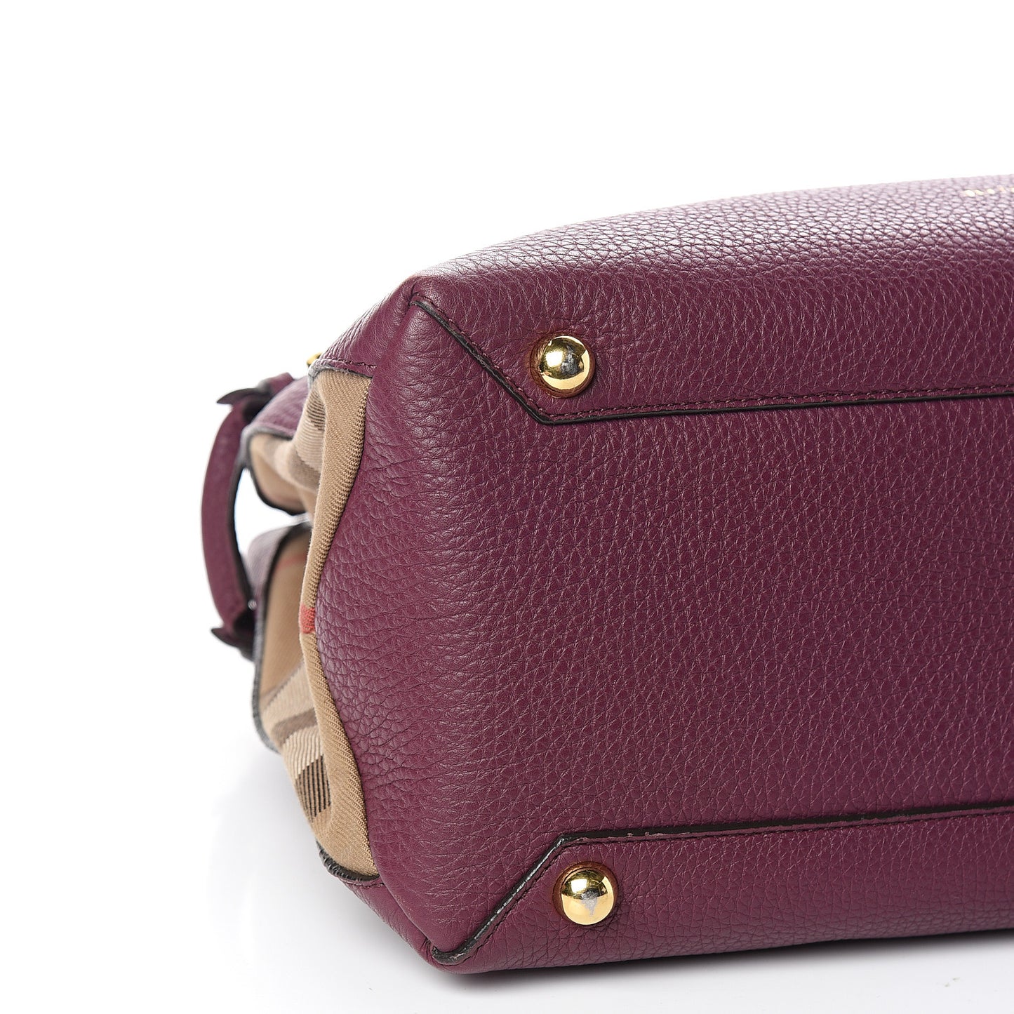 Grainy Calfskin House Check Medium Banner Tote Elderberry