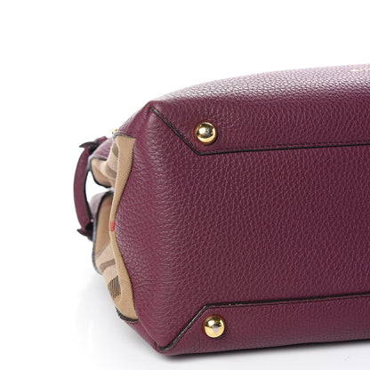 Burberry Grainy Calfskin House Check Medium Banner Tote Elderberry 9 of 11