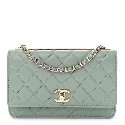 Chanel Lambskin Quilted Trendy CC Wallet On Chain WOC Grey 1 of 13