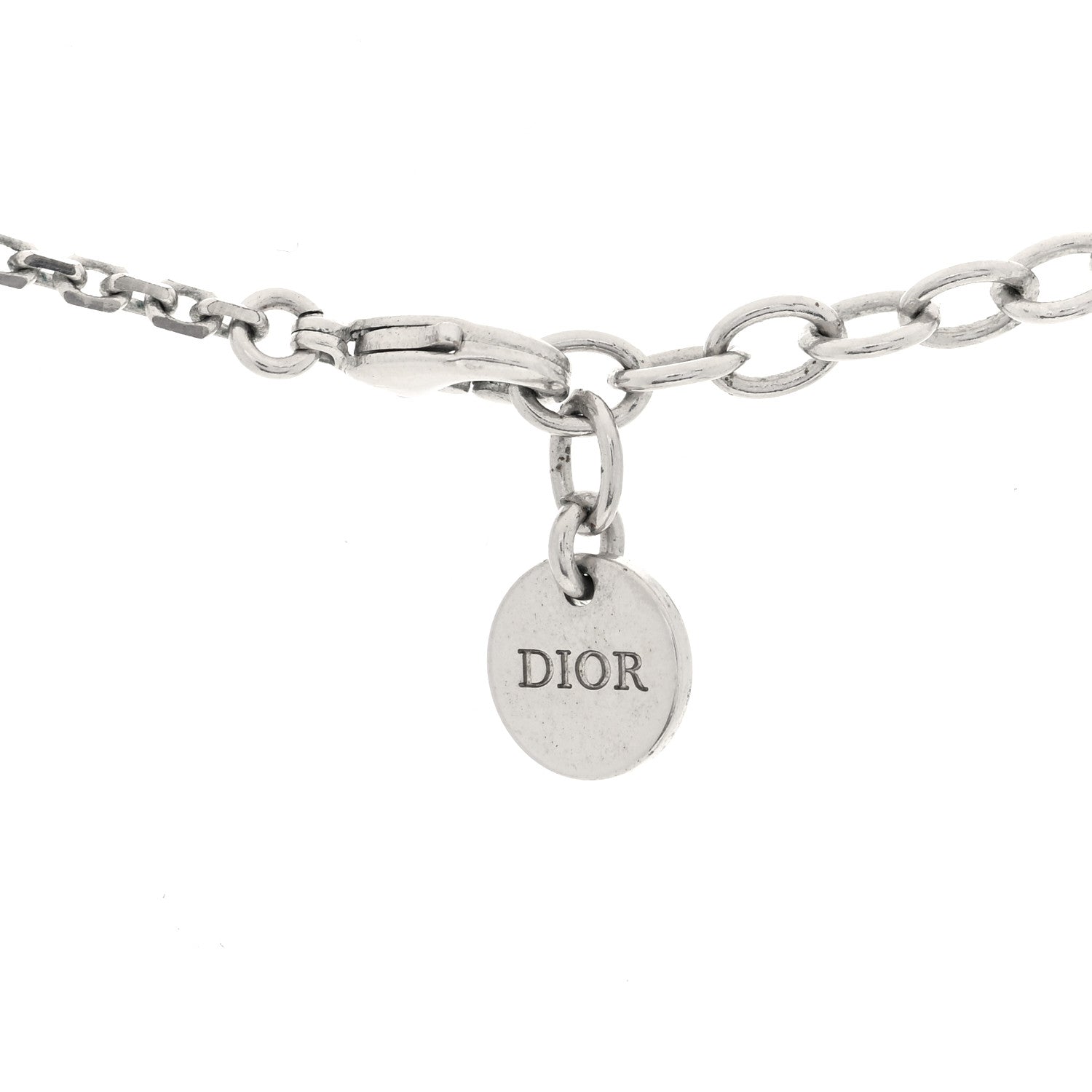 Christian Dior Pearl Logo Necklace Silver 4 of 5