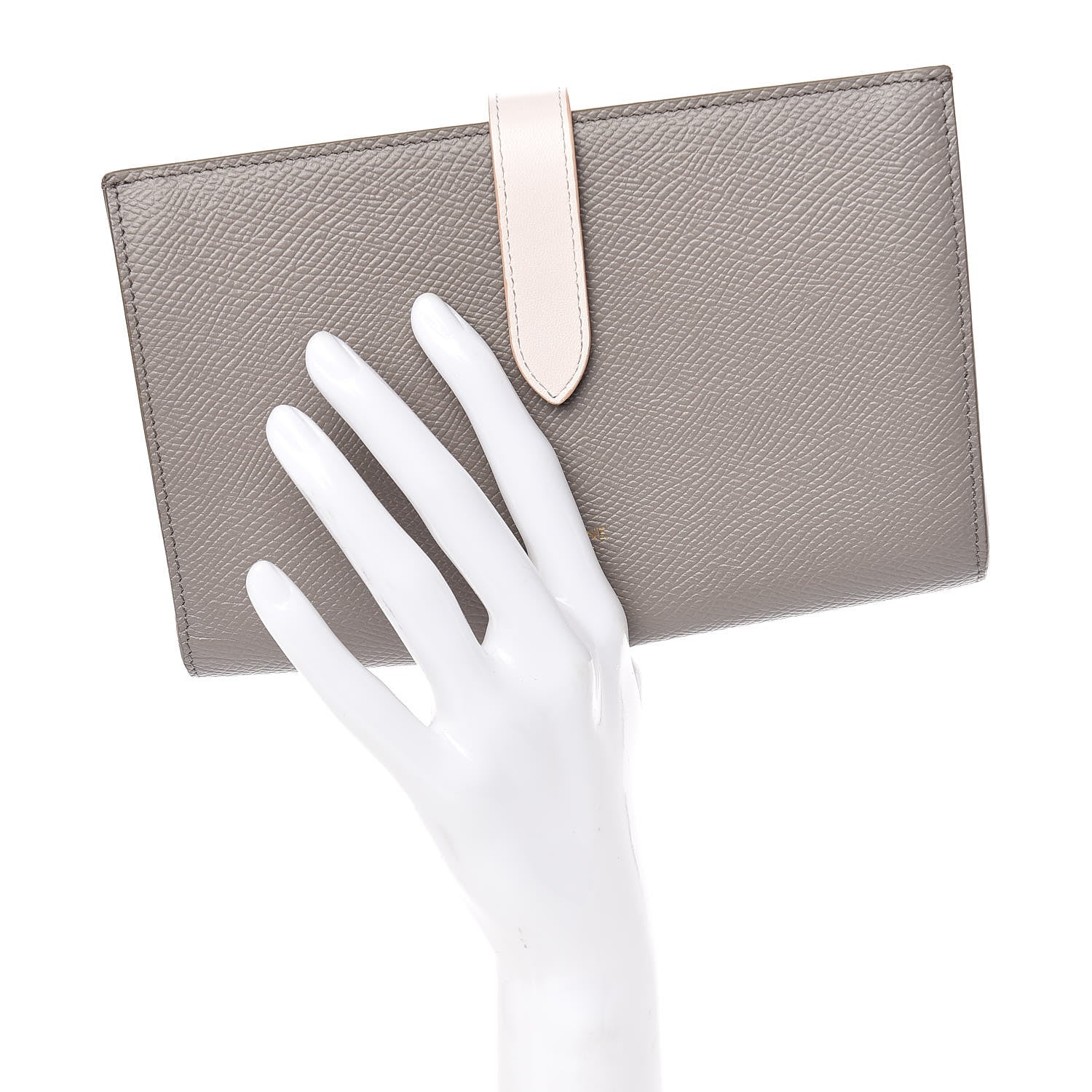 Celine Grained Calfskin Large Multifunction Strap Wallet Grey Vintage Pink 2 of 8